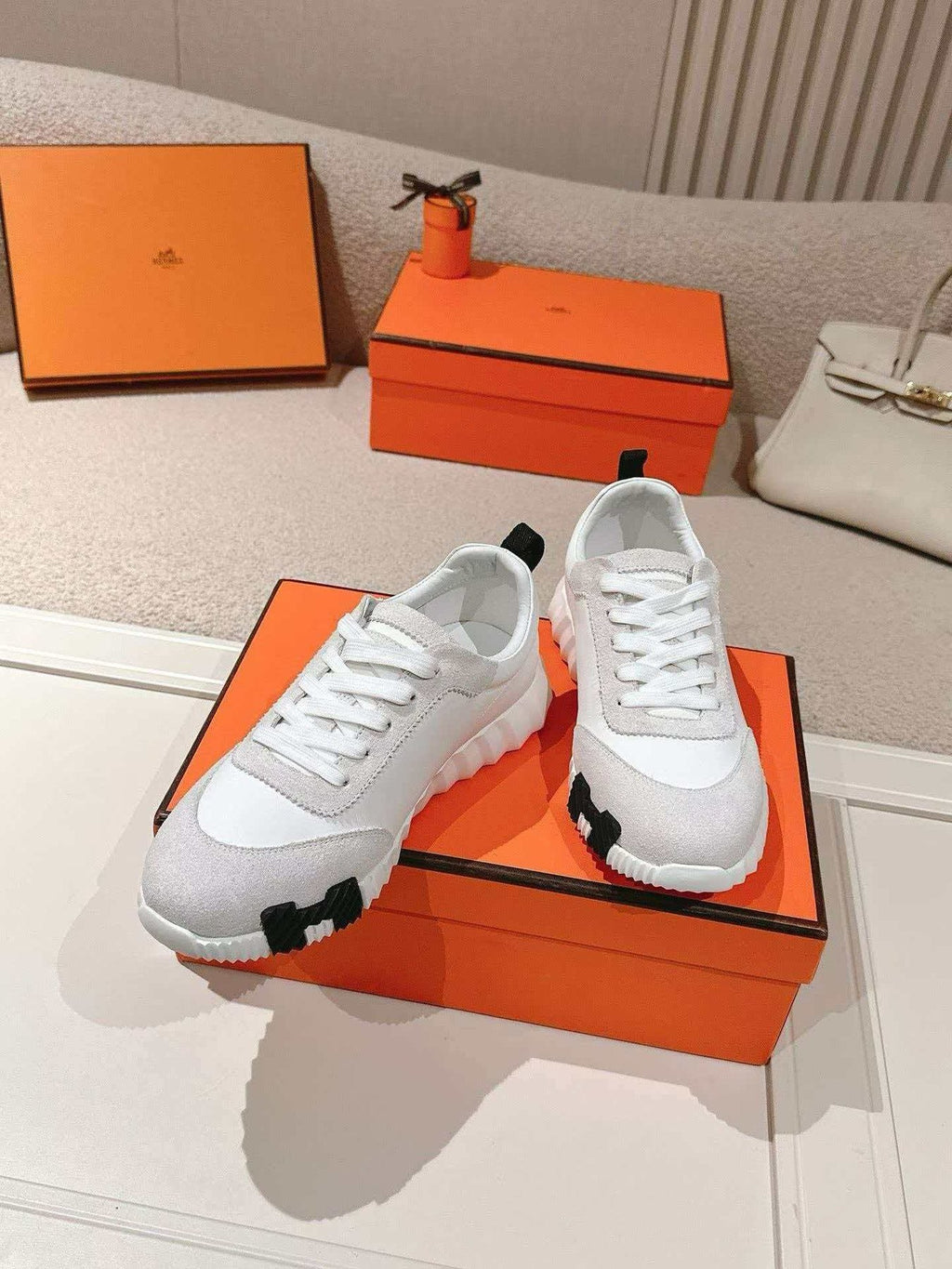 Men’s White and Gray Low-Top Sneakers — front