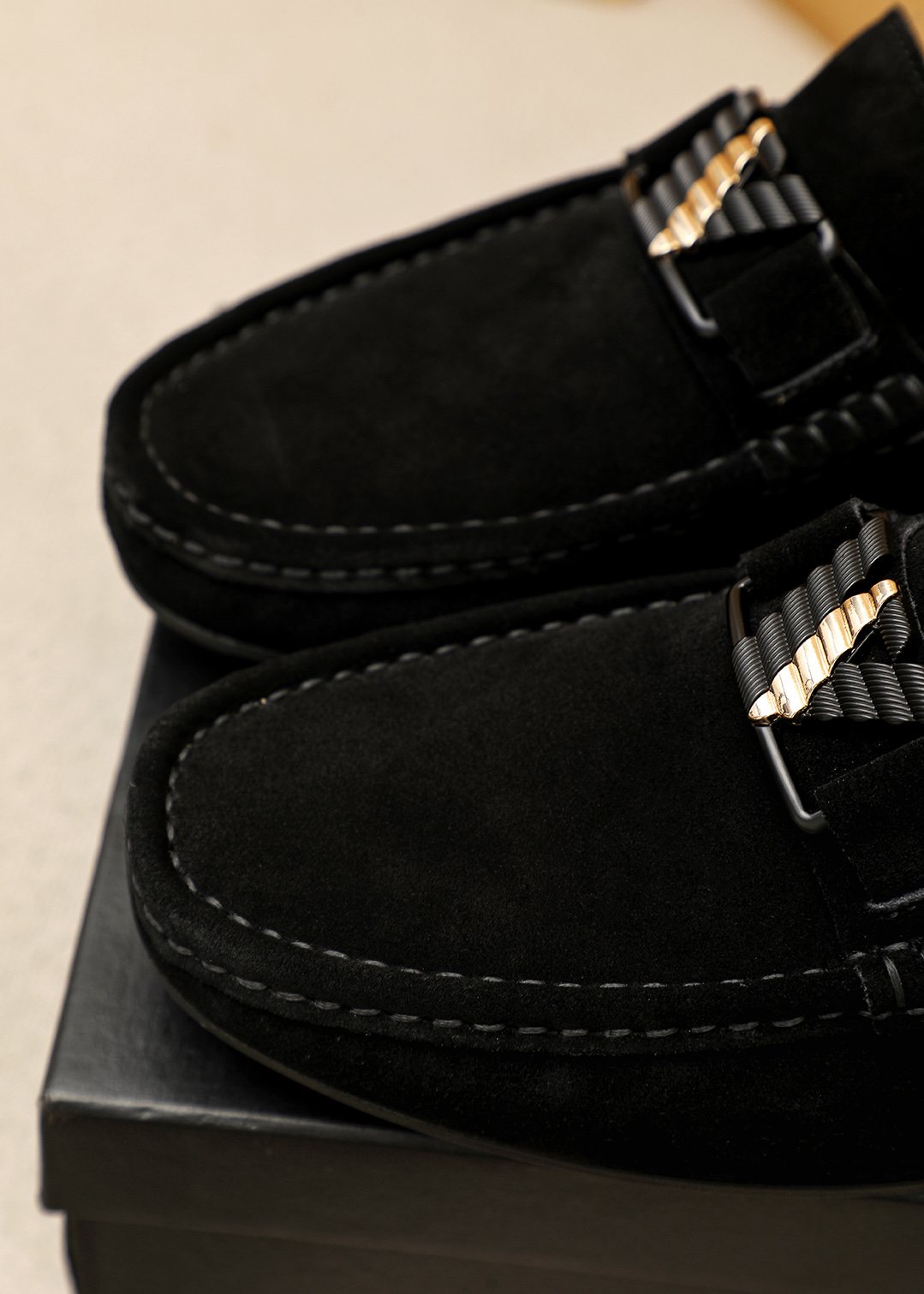 Prada Black Metal Bar Loafers — detail