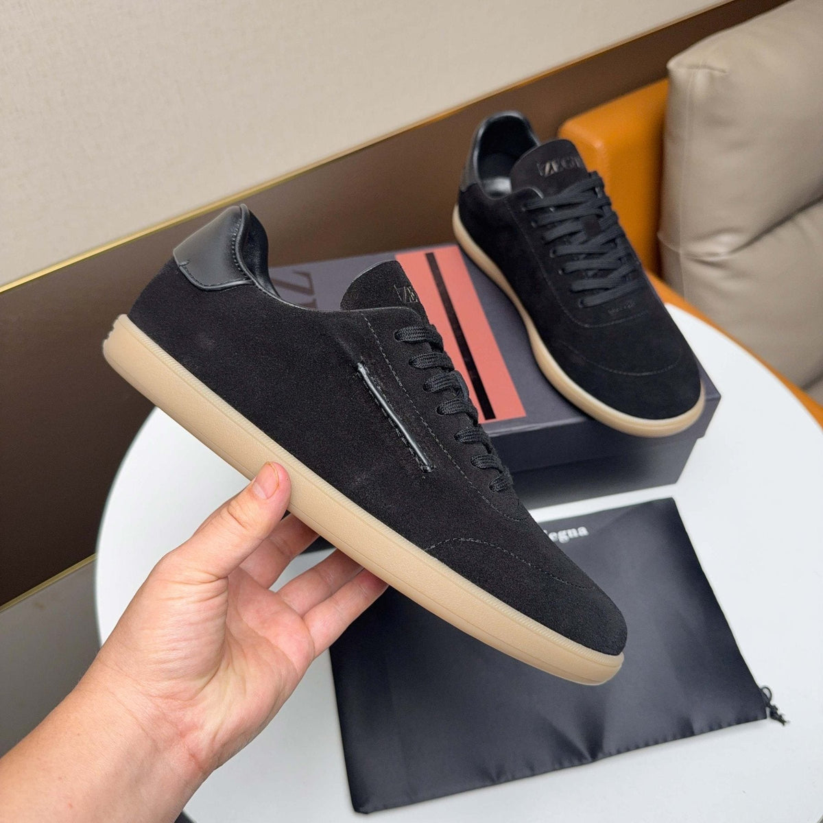 ZEGNA Suede Low-Top Sneakers — side