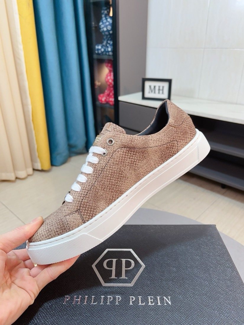 PHILIPP PLEIN Textured Low-Top Sneakers — side