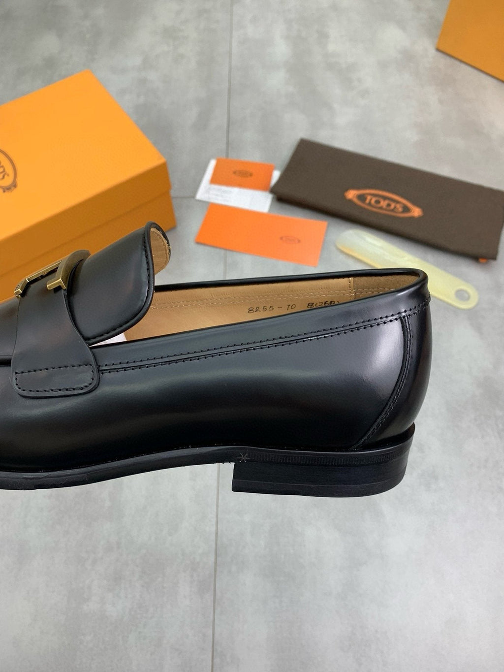TOD'S Black Gold-Tone Hardware Loafers — detail