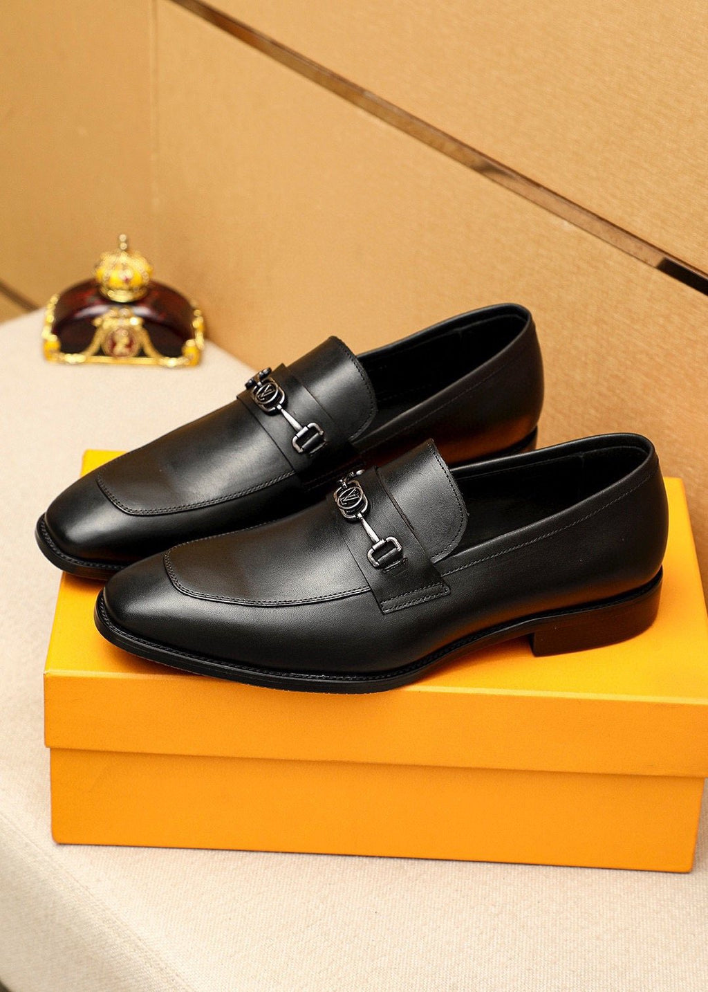 Louis Vuitton Metal-Bit Leather Loafers — front