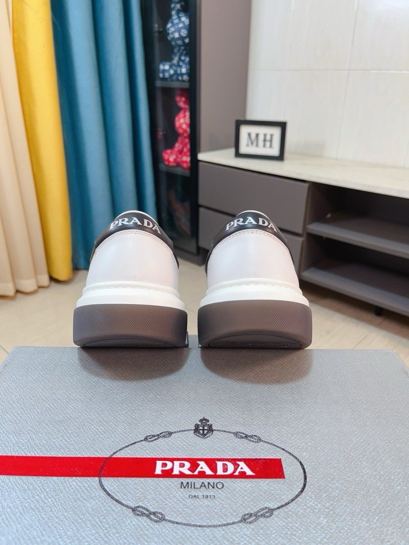 Prada Black, White & Taupe Low-Top Sneakers — back