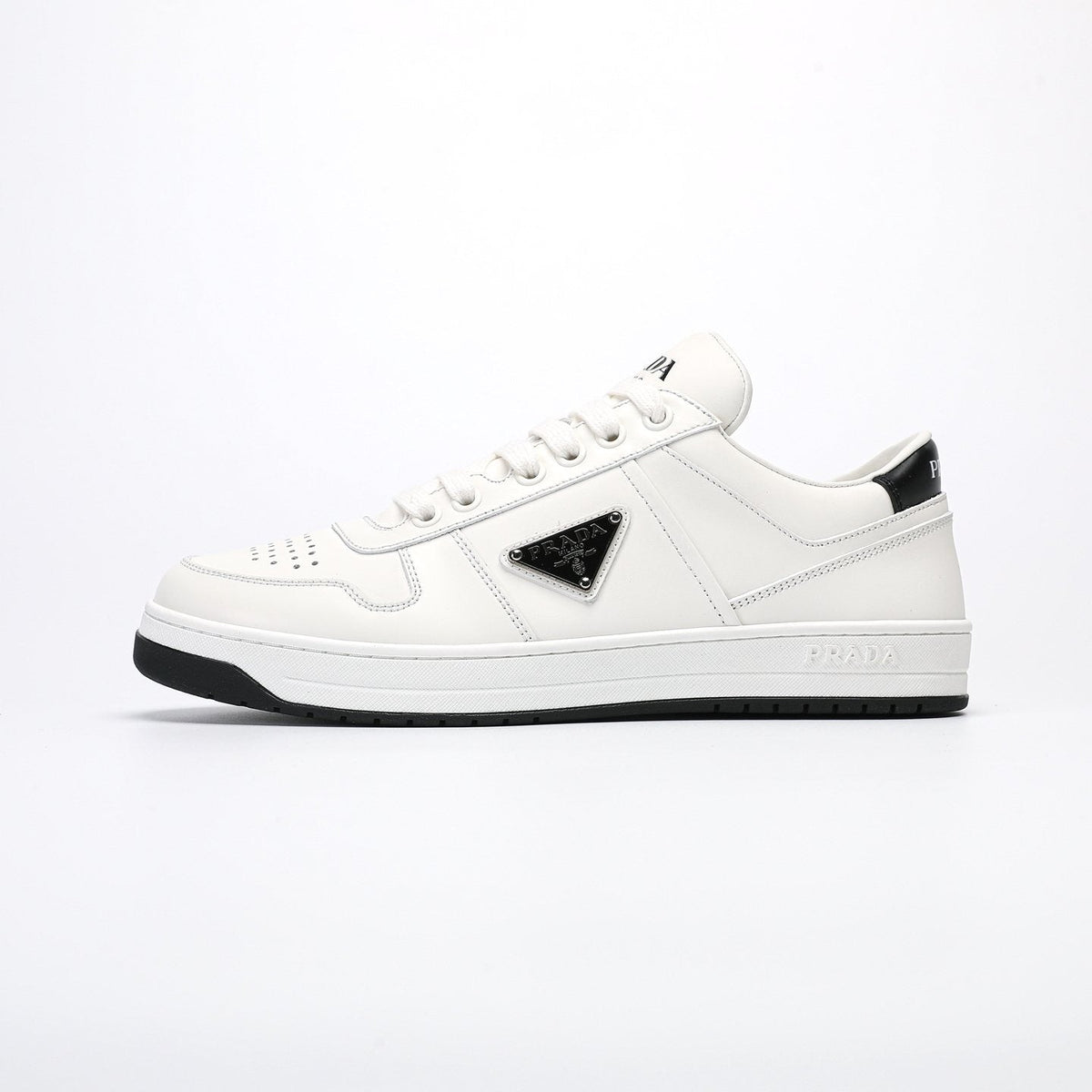 Prada Triangle Plaque Low-Top Sneakers — front