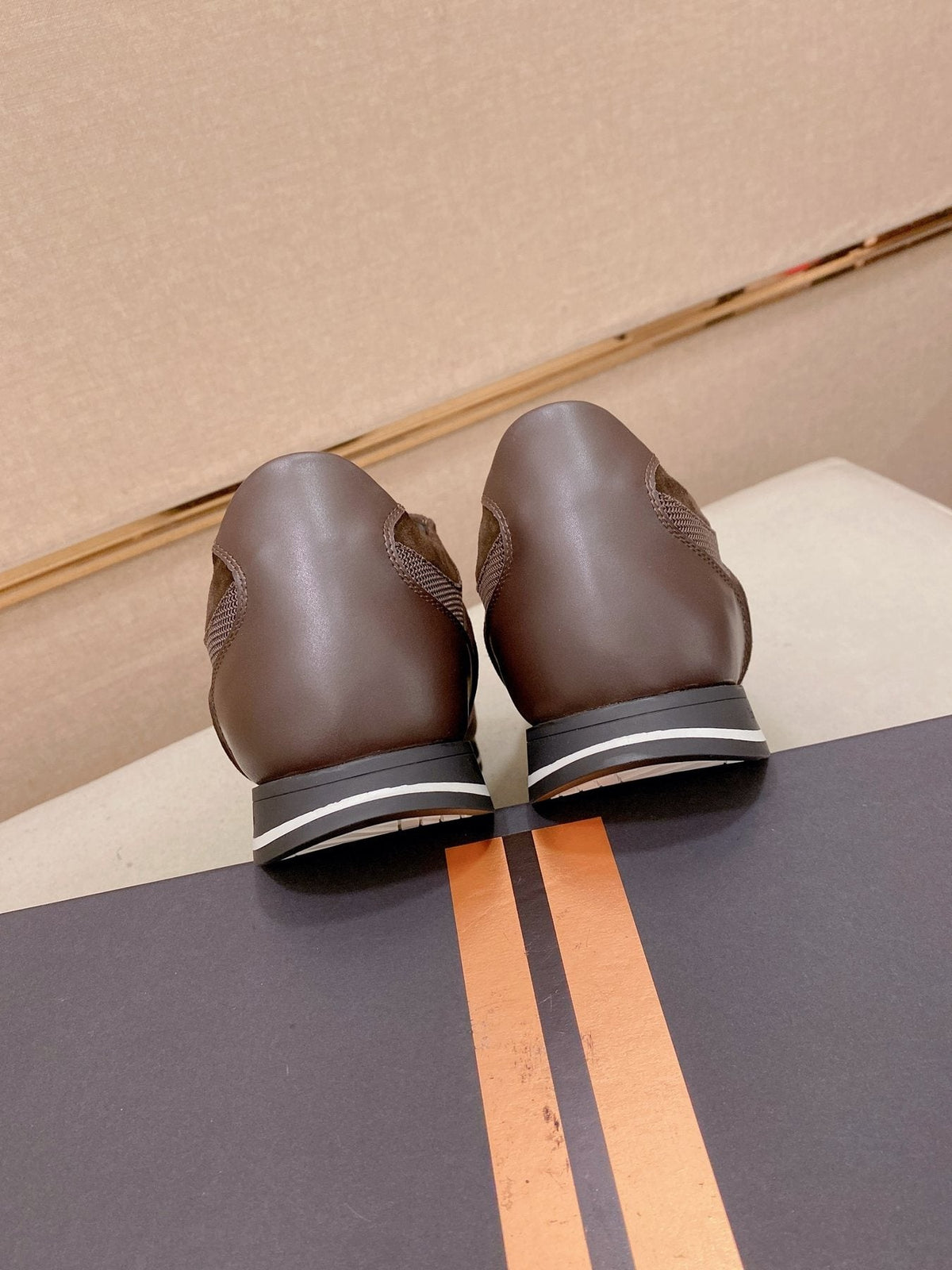 Zegna Leather and Suede Low-Top Sneakers — back